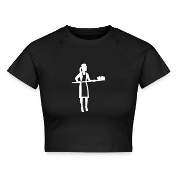 Bäckerin - Cropped Frauen Organic T-Shirt - Schwarz - Vorne - AI Model Female 172 light (172cm)