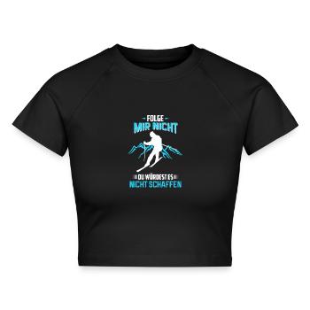 skifahren - Cropped Frauen Organic T-Shirt - Schwarz - Vorne - AI Model Female 172 light (172cm)