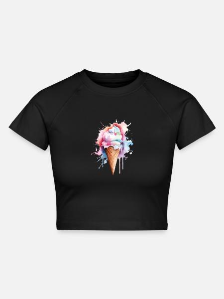 Eis Eiscreme - Cropped Frauen Organic T-Shirt - Schwarz