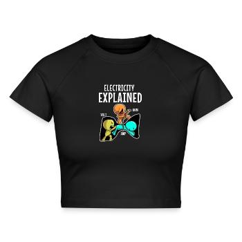 Elektriker Strom Elektrizität Elektrotechnik - Cropped Frauen Organic T-Shirt - Schwarz - Vorne - AI Model Female 172 light (172cm)