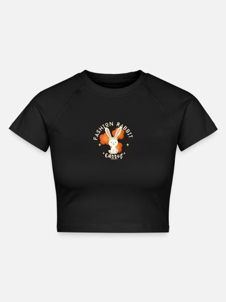 Blühenhase und schicke Karotte - Cropped Frauen Organic T-Shirt - Schwarz