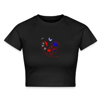 Herz mit Ornamenten - Cropped Frauen Organic T-Shirt - Schwarz - Vorne - AI Model Female 172 light (172cm)
