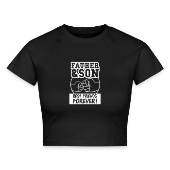 father and son - Cropped Frauen Organic T-Shirt - Schwarz - Vorne - AI Model Female 172 light (172cm)