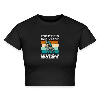 Radsport Mountainbiker Fahrradfahrer Rennradfahrer - Cropped Frauen Organic T-Shirt - Schwarz - Vorne - AI Model Female 172 light (172cm)