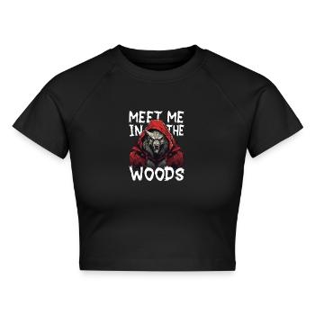 Wolf Wölfe Werwolf Werwölfe Märchen Rotkäppchen - Cropped Frauen Organic T-Shirt - Schwarz - Vorne - AI Model Female 172 light (172cm)