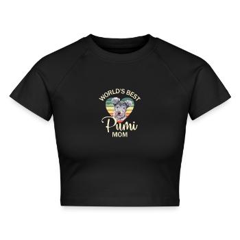 Ungarischer Pumi Hund - Cropped Frauen Organic T-Shirt - Schwarz - Vorne - AI Model Female 172 light (172cm)