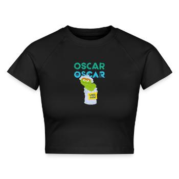 Sesamstraße Oscar Lass Mich - Cropped Frauen Organic T-Shirt - Schwarz - Vorne - AI Model Female 172 light (172cm)