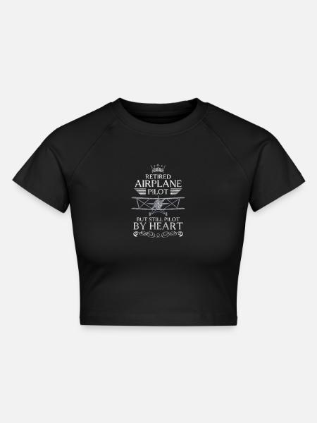 Pilot Flieger Flug Flugschule - Cropped Frauen Organic T-Shirt - Schwarz