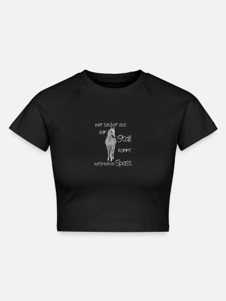 Pferd Spruch Stall Spaß - Cropped Frauen Organic T-Shirt - Schwarz