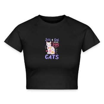 Katzen Katzenliebhaber - Cropped Frauen Organic T-Shirt - Schwarz - Vorne - AI Model Female 172 light (172cm)