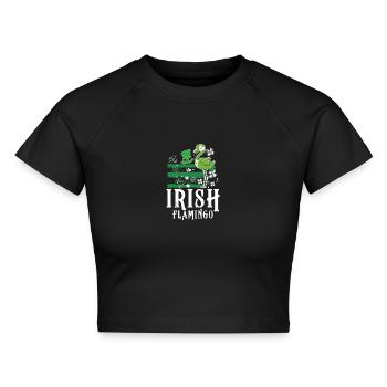 Irish flamingo - Cropped Frauen Organic T-Shirt - Schwarz - Vorne - AI Model Female 172 light (172cm)