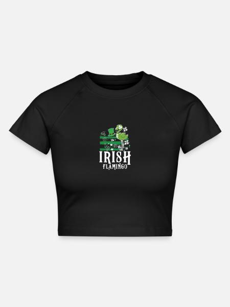 Irish flamingo - Cropped Frauen Organic T-Shirt - Schwarz