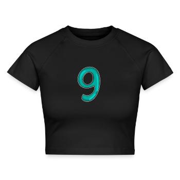 9 - Cropped Frauen Organic T-Shirt - Schwarz - Vorne - AI Model Female 172 light (172cm)