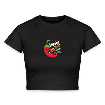 It s never spicy enough for me 08 - Cropped Frauen Organic T-Shirt - Schwarz - Vorne - AI Model Female 172 light (172cm)