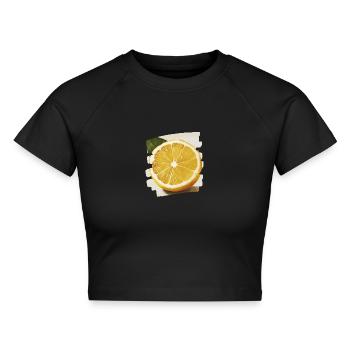 Zitrone - Cropped Frauen Organic T-Shirt - Schwarz - Vorne - AI Model Female 172 light (172cm)