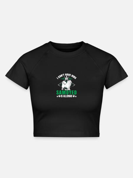 Samojede ist allergisch Schlittenhund - Cropped Frauen Organic T-Shirt - Schwarz