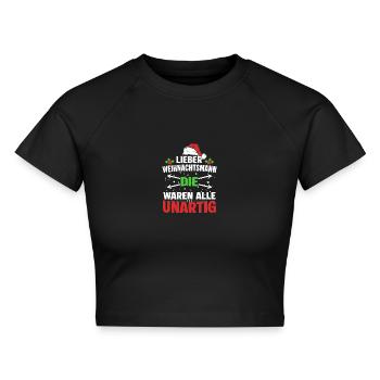  Lustiger Weihnachten - Cropped Frauen Organic T-Shirt - Schwarz - Vorne - AI Model Female 172 light (172cm)