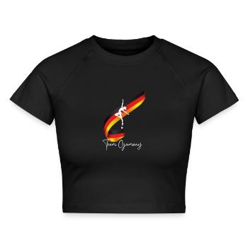 Team Dance Germany mit Tänzerin und Flagge - Cropped Frauen Organic T-Shirt - Schwarz - Vorne - AI Model Female 172 light (172cm)