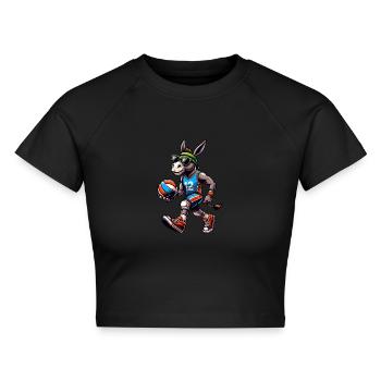 Cooler Volleyball-Esel Mit Stil - Cropped Frauen Organic T-Shirt - Schwarz - Vorne - AI Model Female 172 light (172cm)