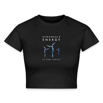 Windrad Klimaschutz Energiewende Umweltschutz - Cropped Frauen Organic T-Shirt - Schwarz - Vorne - AI Model Female 172 light (172cm)