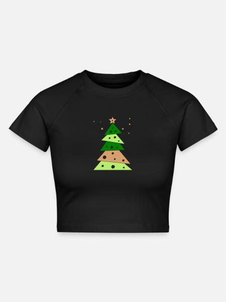 Tannenbaum - Cropped Frauen Organic T-Shirt - Schwarz