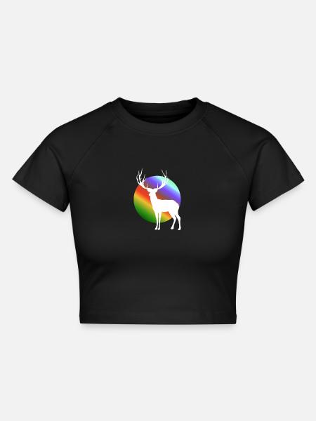 Weißer Hirsch - Cropped Frauen Organic T-Shirt - Schwarz