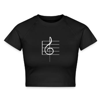 Musik Notenschlüssel Note Melodie Musiknote Audio - Cropped Frauen Organic T-Shirt - Schwarz - Vorne - AI Model Female 172 light (172cm)