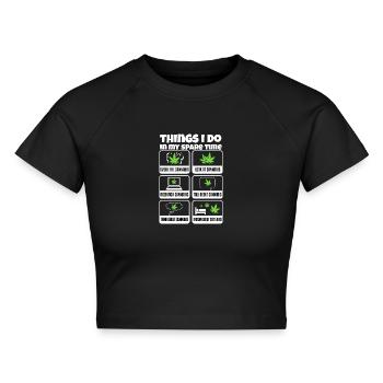 Cannabis - Cropped Frauen Organic T-Shirt - Schwarz - Vorne - AI Model Female 172 light (172cm)
