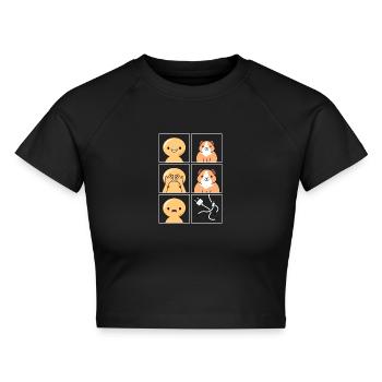 Meerschweinchen Kabel gegessen Design für Fans - Cropped Frauen Organic T-Shirt - Schwarz - Vorne - AI Model Female 172 light (172cm)
