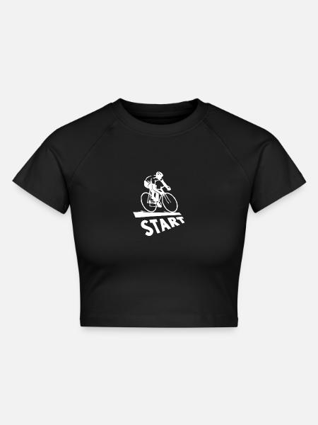 Start, Fahrrad, Radfahren, Radfahrer - Cropped Frauen Organic T-Shirt - Schwarz