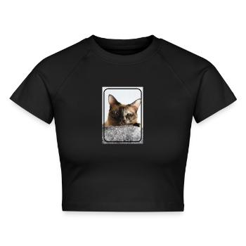 Siamkatze ganz süss und frech. - Cropped Frauen Organic T-Shirt - Schwarz - Vorne - AI Model Female 172 light (172cm)