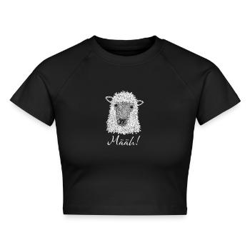 Schaf määh - Cropped Frauen Organic T-Shirt - Schwarz - Vorne - AI Model Female 172 light (172cm)