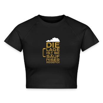 Bier Die Lage ist besäufniserregend - Cropped Frauen Organic T-Shirt - Schwarz - Vorne - AI Model Female 172 light (172cm)