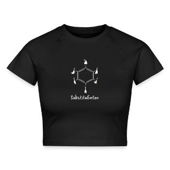 Substituenten Enten Chemiker Witz Chemie Geschenk - Cropped Frauen Organic T-Shirt - Schwarz - Vorne - AI Model Female 172 light (172cm)