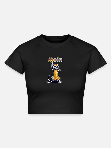 Moin Erdmännchen - Cropped Frauen Organic T-Shirt - Schwarz