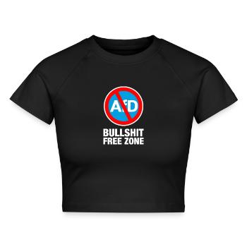 AFD BULLSHIT FREE ZONE - Cropped Frauen Organic T-Shirt - Schwarz - Vorne - AI Model Female 172 light (172cm)