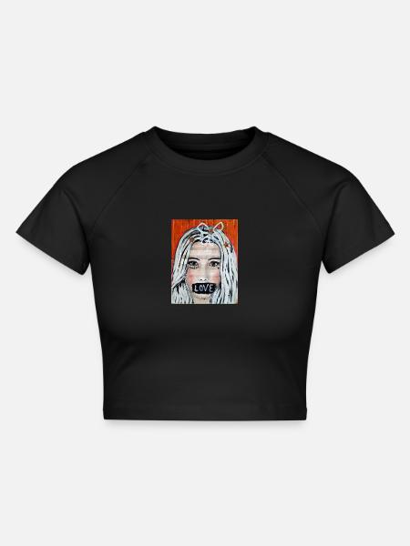 Spread LOVE - Cropped Frauen Organic T-Shirt - Schwarz