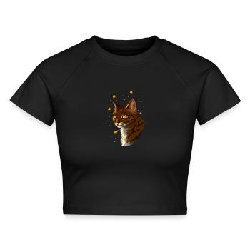 Brambleclaw Bramblestar Brombeerkralle Katze Tiger - Cropped Frauen Organic T-Shirt - Schwarz - Vorne - AI Model Female 172 light (172cm)