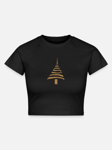 Tanne - Cropped Frauen Organic T-Shirt - Schwarz