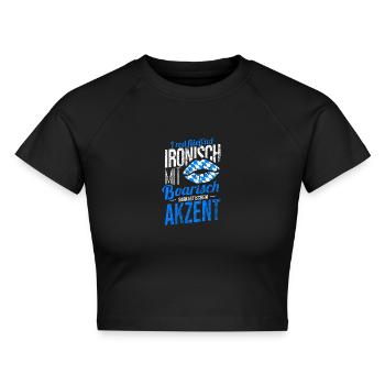 Lustiges Bayern Dialekt Outfit - Cropped Frauen Organic T-Shirt - Schwarz - Vorne - AI Model Female 172 light (172cm)