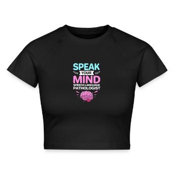 Logopädin Logopädie Logopäde - Cropped Frauen Organic T-Shirt - Schwarz - Vorne - AI Model Female 172 light (172cm)