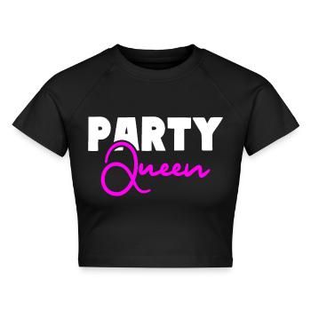 Party Queen Feiern Party Girls - Cropped Frauen Organic T-Shirt - Schwarz - Vorne - AI Model Female 172 light (172cm)