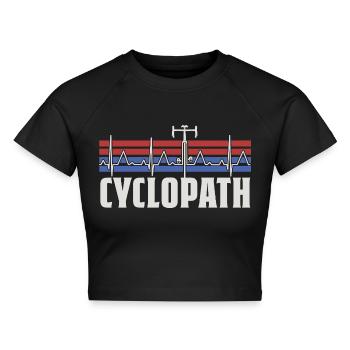 CYCLOPATH GRAVEL RENNRAD RADSPORT SPRUCH FAHRRAD - Cropped Frauen Organic T-Shirt - Schwarz - Vorne - AI Model Female 172 light (172cm)