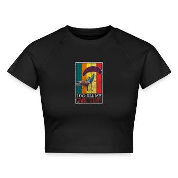 Behinderung Witzig - Cropped Frauen Organic T-Shirt - Schwarz - Vorne - AI Model Female 172 light (172cm)