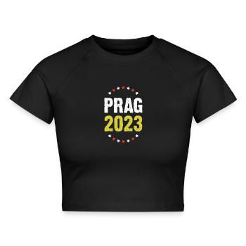 Prag 2023 - Cropped Frauen Organic T-Shirt - Schwarz - Vorne - AI Model Female 172 light (172cm)