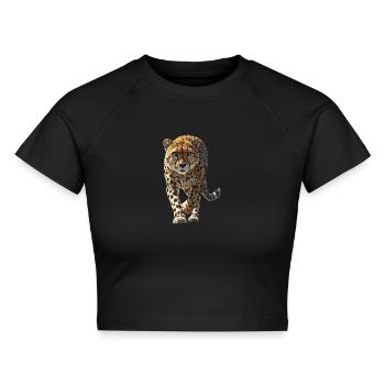 Gepard - Cropped Frauen Organic T-Shirt - Schwarz - Vorne - AI Model Female 172 light (172cm)