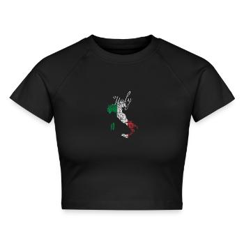 Italienische Silhouette mit Script - Cropped Frauen Organic T-Shirt - Schwarz - Vorne - AI Model Female 172 light (172cm)