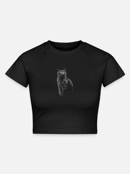 Cat Line Art - Cropped Frauen Organic T-Shirt - Schwarz