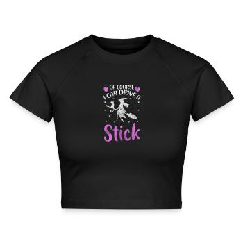 Hexen Hexenbesen Zaubern Monster - Cropped Frauen Organic T-Shirt - Schwarz - Vorne - AI Model Female 172 light (172cm)