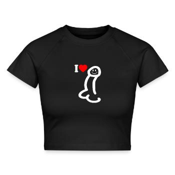 I love cock - Cropped Frauen Organic T-Shirt - Schwarz - Vorne - AI Model Female 172 light (172cm)
